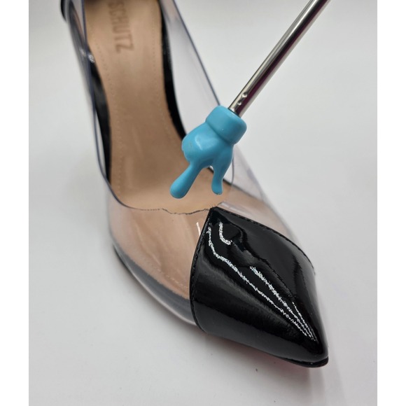 Schutz Cendi Black Patent Leather Transparent Vinyl Pointed Toe Pumps Size 9B - Picture 6 of 11
